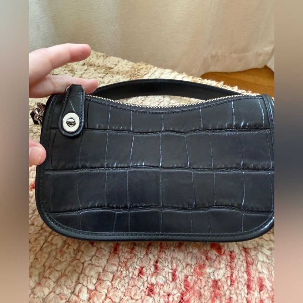 Coach Swinger 20 Black Leather Embossed Shoulder Bag - Picture 3 of 9